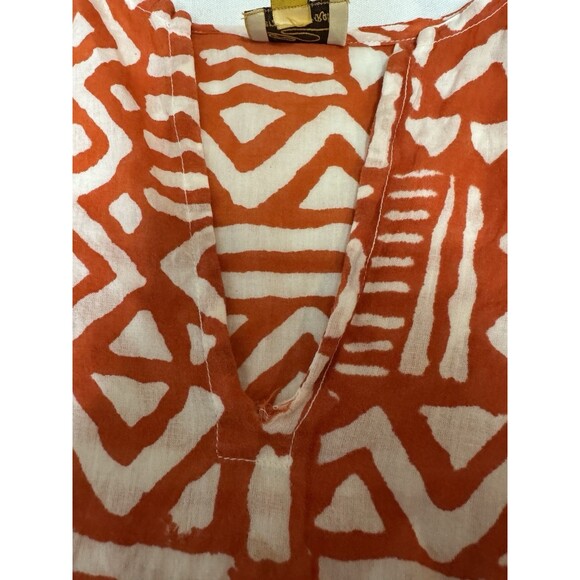 ROBERTA ROLLER RABBIT Lightweight V-Neck Pullover Tunic Shirt Orange Size Medium - Picture 4 of 10